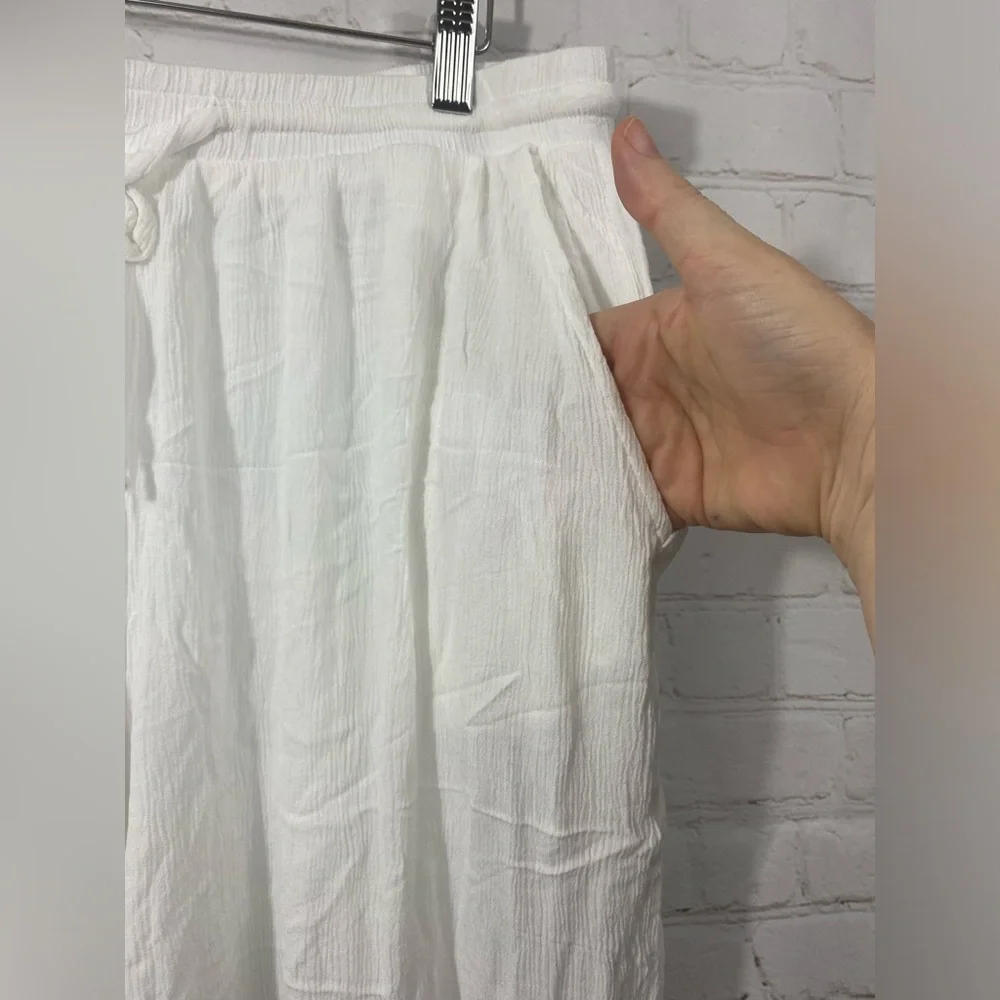 Hailey Lyn Capri Pants Womens Size XL White Fully Lined Boho Tassel Hem Details - Picture 4 of 13